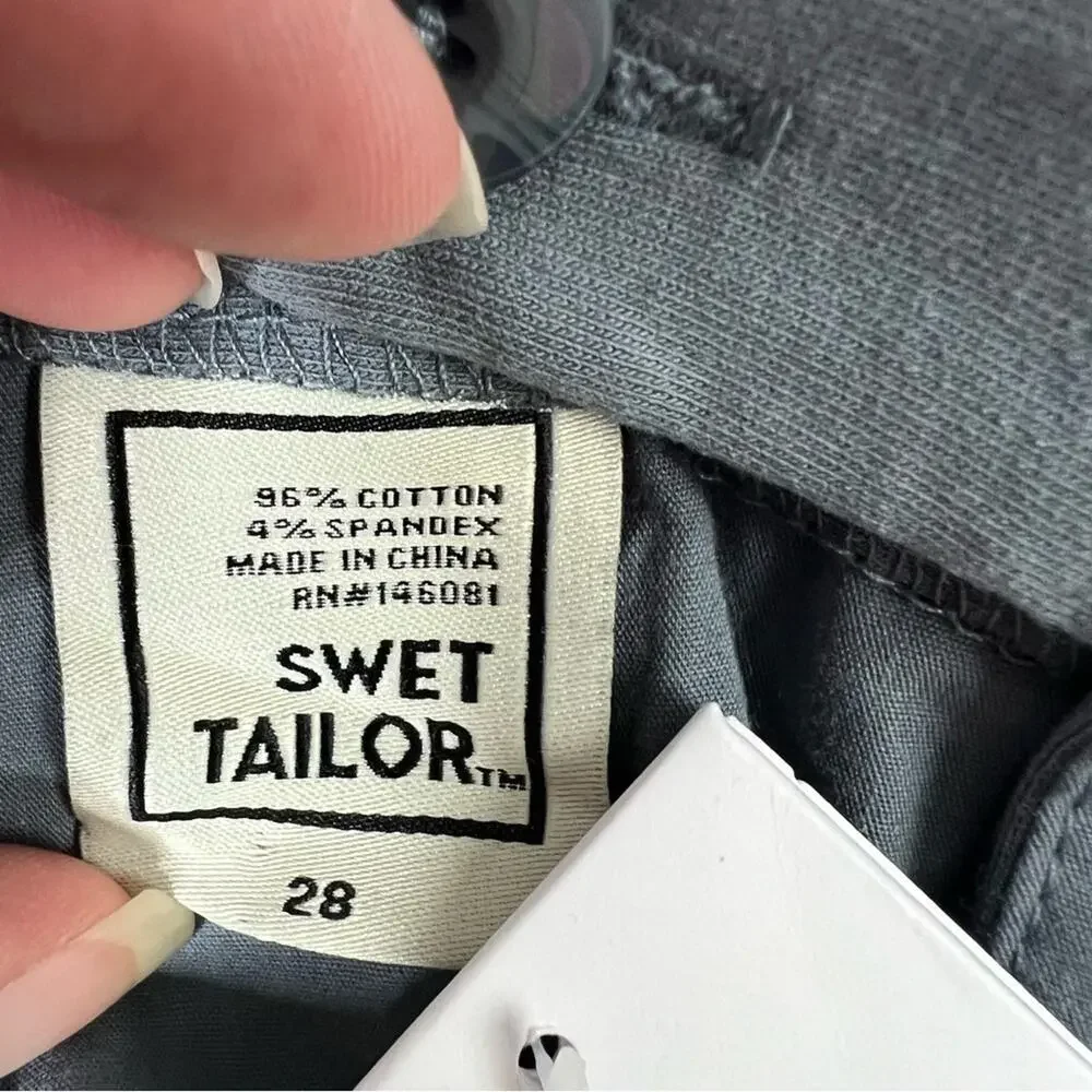 Swet Tailor‎ Shorts Size 28 The Everyday Chino Jersey French Grey Pockets NEW